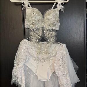 Bridal Rhinestone Beaded Lingerie Set EDC/festival 34B Medium